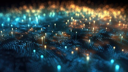 Wall Mural - abstract technology background with a graphic illustration of a cyber network, artificial neurons gr
