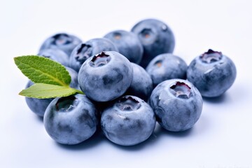 Wall Mural - Blueberries isolated on white background created with Generative AI technology