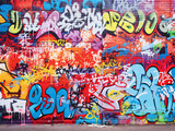 Fototapeta  - Urban colourful Graffiti Wall Backdrop. Ai generative.
