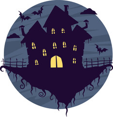 Wall Mural - Halloween haunted house isolated on white background. Scary dark silhouette of home or mansion. Cartoon Vector spooky Illustration. Gothic cute town