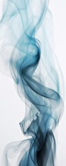 Aufkleber - Ethereal Serenity: The Silhouette of Abstract Waves of Light Blue Smoke Over a White Background, Creating a Contrasting and Mesmerizing Visual Poetry