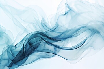 Aufkleber - Ethereal Serenity: The Silhouette of Abstract Waves of Light Blue Smoke Over a White Background, Creating a Contrasting and Mesmerizing Visual Poetry