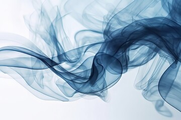 Aufkleber - Ethereal Serenity: The Silhouette of Abstract Waves of Light Blue Smoke Over a White Background, Creating a Contrasting and Mesmerizing Visual Poetry
