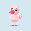A pink duck with big eyes and a pink beak