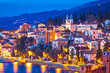 Town of Volosko evening waterfront view, Opatija riviera of Croatia