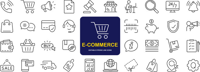 e-commerce set of web icons in line style. online shopping icons for web and mobile app. business, m