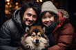 © michaelheim - Portrait of a father with his daughter and dog at Christmas