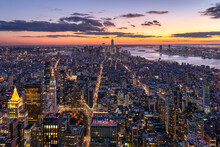 Midtown Manhattan Skyline At Dusk, New York City, USA