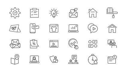 Information technology line icons collection. Big UI icon set in a flat design. Thin outline icons pack.