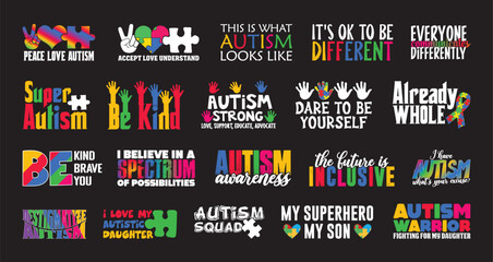 Autism T shirt Design Bundle, Vector Autism T shirt  design, Autism shirt,  Autism typography T shirt design Collection