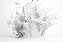 Drops And Splashes Of White Paint Or Milk