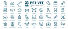 Pet, Veterinary, Pet Shop, Types Of Pets - Minimal Thin Line Web Icon Set. Outline Icons Collection. Simple Vector Illustration.