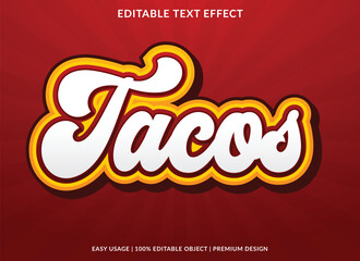 tacos editable text effect template with abstract background use for business brand and logo