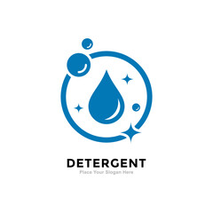 Detergent with drop logo vector template. Suitable for cleaning, laundry and technology