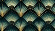© W&S Stock - Art Deco style geometric pattern with golden elements. AI generative Art.