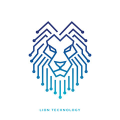 Lion Head Technology Logo Design