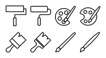 Paint Icon Set Illustration. Paint Brush Sign And Symbol. Paint Roller Icon Vector