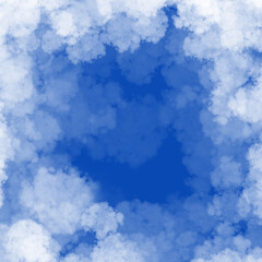 Wall Mural - Cloud frame on blue sky background frame with copyspace.