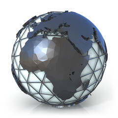 Wall Mural - Polygonal style illustration of earth globe, Europe and Africa view