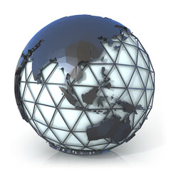 Wall Mural - Polygonal style illustration of earth globe, Asia and Oceania view
