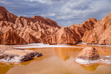 Canvas Print - Valle de la muerte landscape in San Pedro de Atacama, Chile