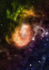 Wall Mural - far being shone nebula and star field against space. elements of this image furnished by nasa.