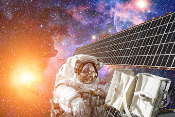 Wall Mural - astronaut in outer space. spacewalk. elements of this image furnished by nasa.
