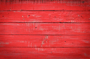 Sticker - Red wooden background of boards, vintage toning