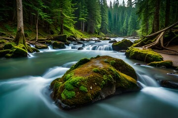 waterfall in the forest generated ai