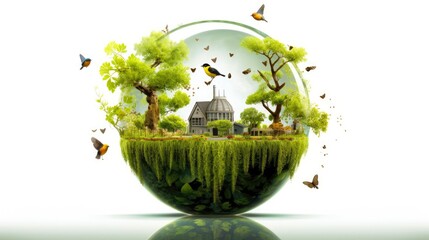 Wall Mural - Illustration image, Nature and Sustainability, Eco-friendly Living and conservation, Concept art of Earth and animal life in different environments, Generative AI illustration