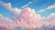 An Expansive Sky Filled With Billowing Cumulus Clouds Resembling Cotton Candy Creating A Whimsical And Dreamy Backdrop 