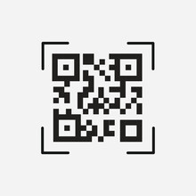 QR Code Icon. Stroke Outline Style. Vector QR Code Sample For Smartphone Scanning, Vector. Isolate On White Background. 