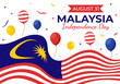 Malaysia Independence Day Vector Illustration on 31 August with Waving Flag in National Holiday Flat Cartoon Hand Drawn Background Templates