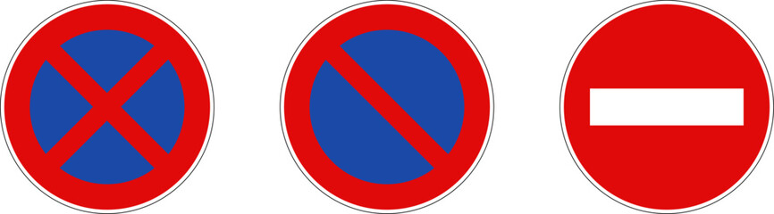 駐車禁止、駐停車禁止、進入禁止のマーク　セット