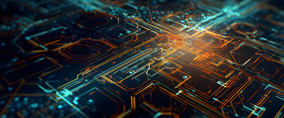Printed circuit board banner, Abstract technology elements printed circuit board