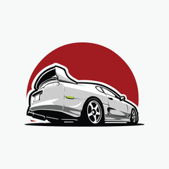 Wall Mural - Japanese Sport Car Illustration Design Vector Art Isolated. Best for JDM Tshirt, Logo and Sticker