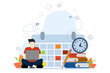 © FAHMI11 - Concept of learning program, study plan, class schedule. character set schedule plan course. character plan private study plan in university. Vector illustration in flat design.