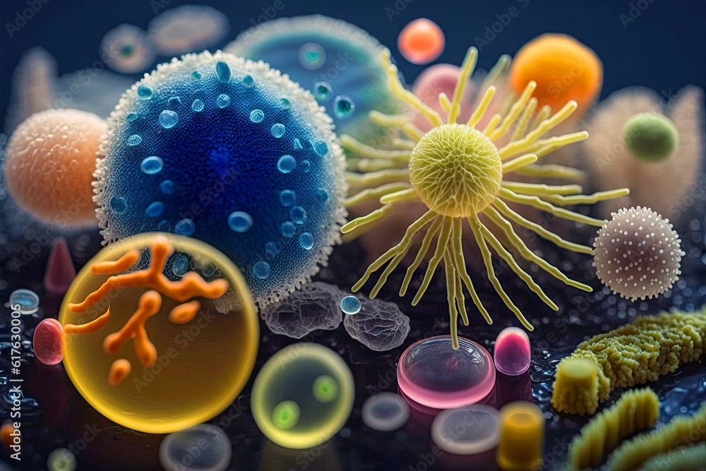 Viruses, germs and bacteria, types of microorganisms under microscopic ...