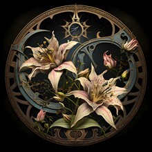 Biomechanical Astrolabe Stargazer Lilies 