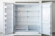 inside of clean and empty refrigerator with shelves background for health or diet concept empty shelves for products new clean refrigerator