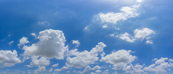 Wall Mural - beautiful panorama of blue sky and clouds nature background.