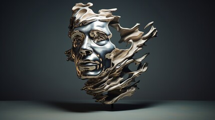 A 3D abstract sculpture resembling a distorted mirror, symbolizing the reflective nature of aging and the self-discovery it brings | generative ai