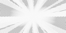 Halftone Gradient Sun Rays Pattern. Abstract Halftone Vector Dots Background. Monochrome Dots Pattern. Pop Art, Comic Small Dots. Star Rays Halftone Poster. Shine, Explosion. Sunrise Rays Background.	