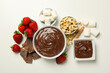 Concept of tasty sweet food - chocolate fondue