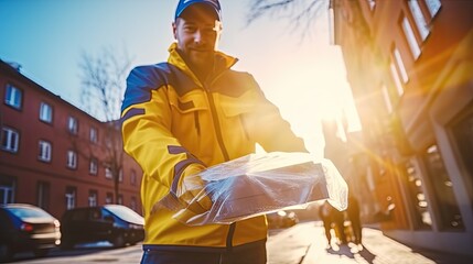 postman with a package