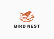 bird nest logo design vector silhouette illustration