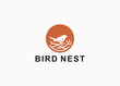 bird nest logo design vector silhouette illustration