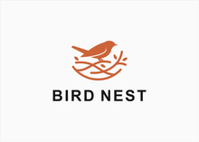 Bird Nest Logo Design Vector Silhouette Illustration