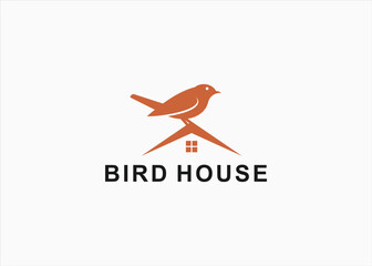 Wall Mural - bird house logo design vector silhouette illustration