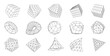 A set of geometric shapes from a wireframe. A collection of miscellaneous objects for use in HUD design. Network line concept. Creative abstract geometric shapes. Vector illustration.